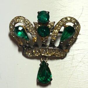 Castlecliff vintage emerald stone brooch